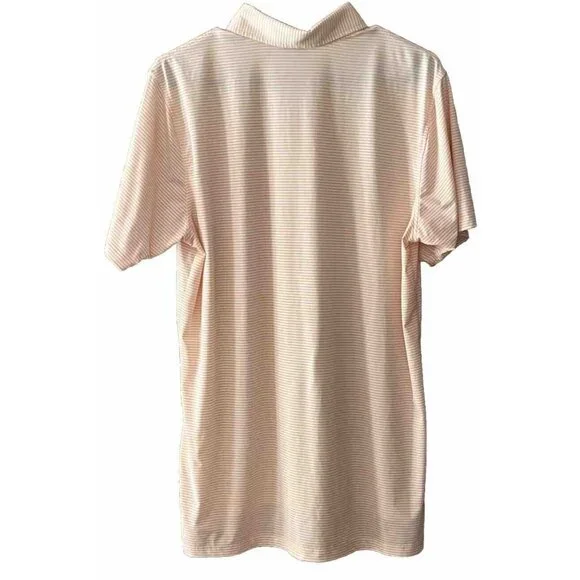 Draddy Sport Men's Medium Short Sleeve Golf Polo Muted Orange White Striped🏌️ - Picture 3 of 8